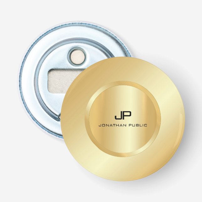 Monogrammed Faux Guld Modern Template Elegant Flasköppnare (Framsidan)