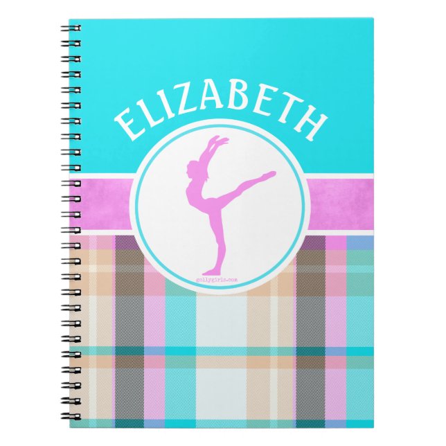 Monogrammed flickor för sommarTartangymnastik Anteckningsbok Med Spiral (Framsidan)