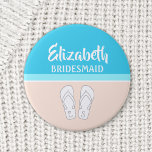 Monogrammed flip-Flops Beach Wedding Bridesmaid Knapp<br><div class="desc">Bridesmaider kommer att göra en söt och chic personlig till kärlek som en keepsaké för ett badbröllop. All text är enkel att anpassa. Den här stilen är ett tillbehör till snyggten för en möhippa, en bachelorette-fest eller en repetitionsmiddag. Pastellkorall och ljusa turkos blå design har ljusvit typografi, namn, initialer, brudens...</div>