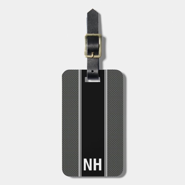 Monogrammed flott personlig för grå färg bagagebricka (Vertikal Framsida)