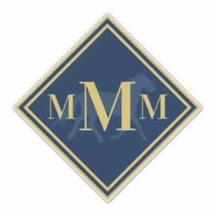 Monogrammed flottan + Guld Trotting Horse Tack Tru Klistermärken