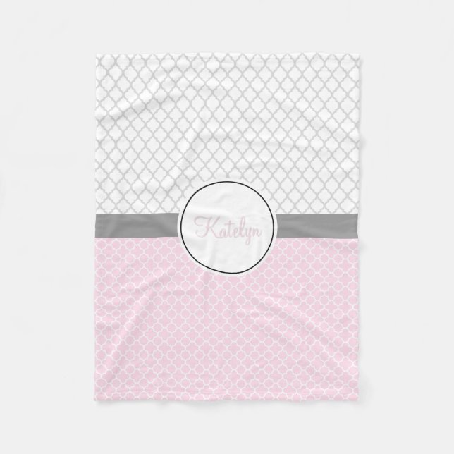Monogrammed för grått | för Quatrefoil Fleecefilt (Framsidan)
