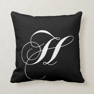 Monogrammed för H för den svart vitmonogramen Kudde
