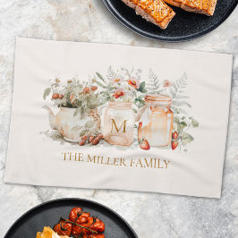 Monogrammed Forest Blommigt Botaniska familjen Nam Kökshandduk