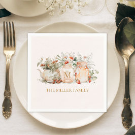 Monogrammed Forest Blommigt Botaniska familjen Nam Pappersservett