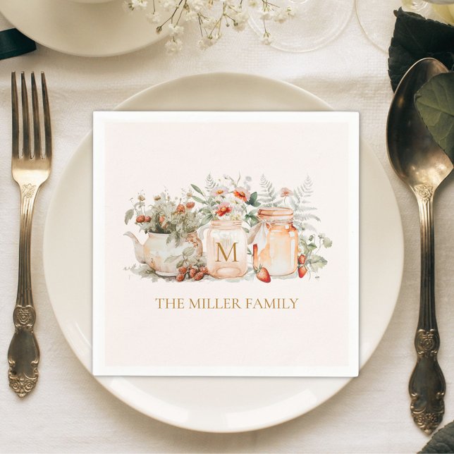 Monogrammed Forest Blommigt Botaniska familjen Nam Pappersservett (In situ)