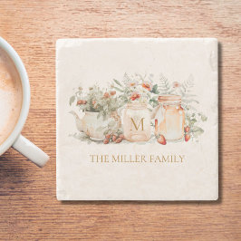 Monogrammed Forest Blommigt Botaniska familjen Nam Stenunderlägg