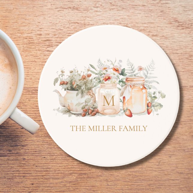 Monogrammed Forest Blommigt Botaniska familjen Nam Underlägg (In situ)