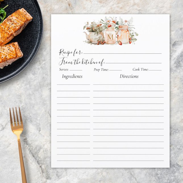 Monogrammed Forest Blommigt Botaniskt recept Infog (In situ)