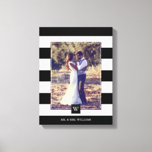 Monogrammed foto av modern Black and White Rand Canvastryck