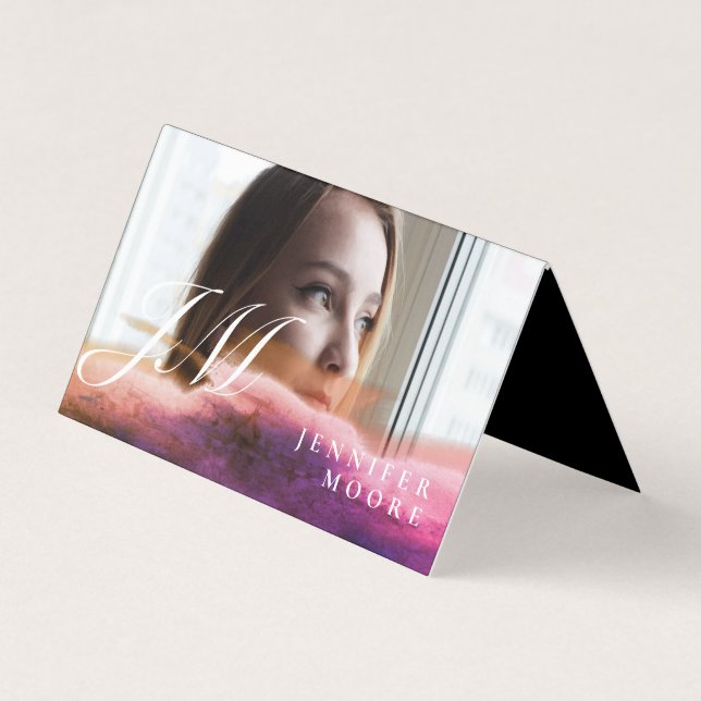 Monogrammed foto med monogrammet chic Guld Visitkort (Framsida)