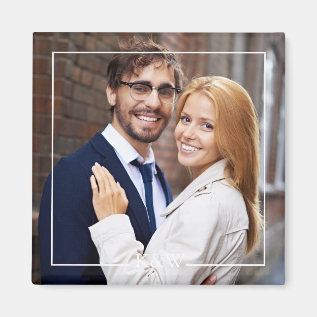 Monogrammed foto på det moderna kvadratkvadratkvad magnet (Framsidan)