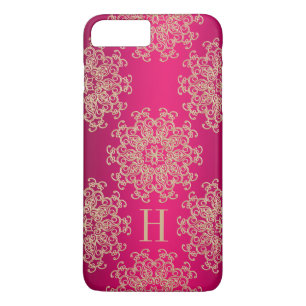Monogrammed fuchsia och guld- exotisk medaljong