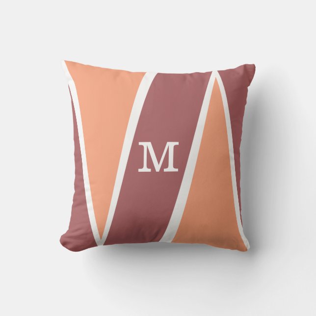 Monogrammed geometrisk mönsterorange Marsala Kudde (Framsida)