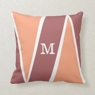Monogrammed geometrisk mönsterorange Marsala Kudde