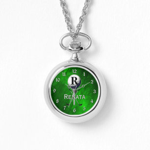 Monogrammed Girly Golf Grönt Armbandsur