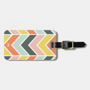 Monogrammed gladlynt sparre vid Origami tryck Bagagebricka