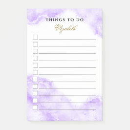 Monogrammed Glam Lavender Lila Marble to Do List Post-it Block