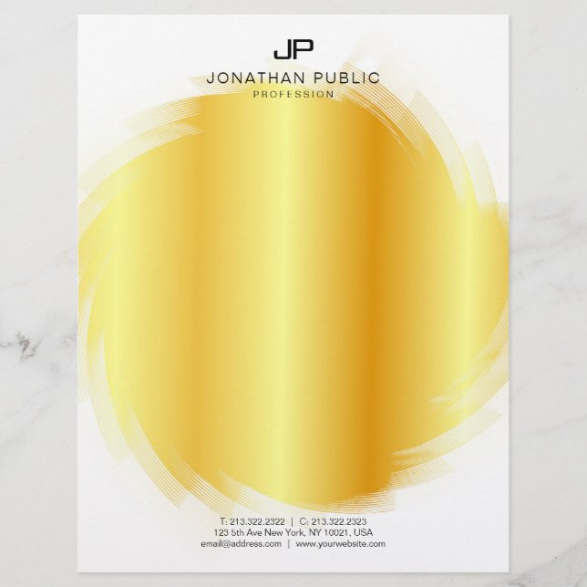 Monogrammed Glamor Template Faux Guld Elegant Brevhuvud (Framsida)