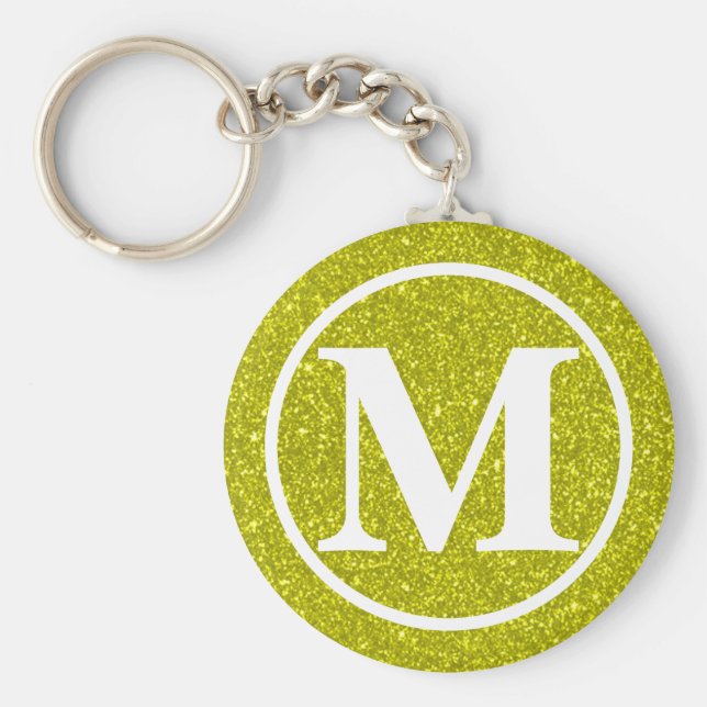 Monogrammed Golden Glitz BB Nyckelring (Framsidan)