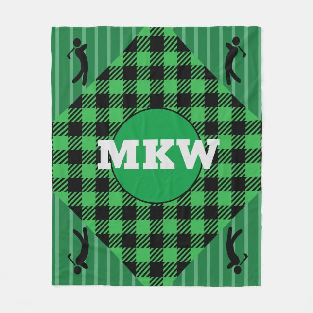 Monogrammed Golf Cart Ull Throw Fleecefilt (Framsidan)