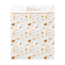 Monogrammed Grått Beige Brown White Boho Blommigt