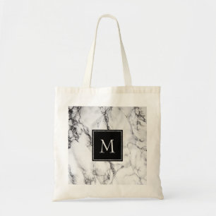 Monogrammed Grått och svart marmor Mönster Tygkasse