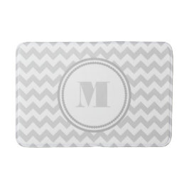 Monogrammed Grått White Stripe Chevron Mönster Badrumsmatta