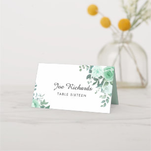 Monogrammed Greenery Flowers Bröllop Placeringskort