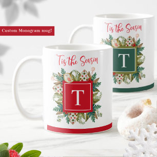 Monogrammed, Grey och Helgdag Cookies Festive Kaffemugg