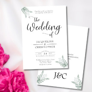 Monogrammed Grey Wedding bjudande Inbjudningar