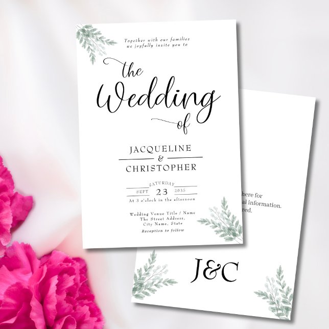 Monogrammed Grey Wedding bjudande Inbjudningar (Skapare uppladdad)
