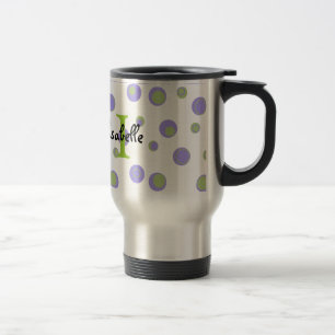 Monogrammed grön polka dots för lilor resemugg