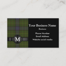 Monogrammed grön tartanpläd visitkort