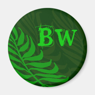 Monogrammed gröna Fernlöv Magnet