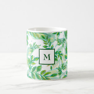 Monogrammed Grönt Löv Kaffemugg