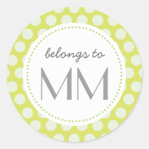 Monogrammed grönt pricker - DIY-märkre Runt Klistermärke