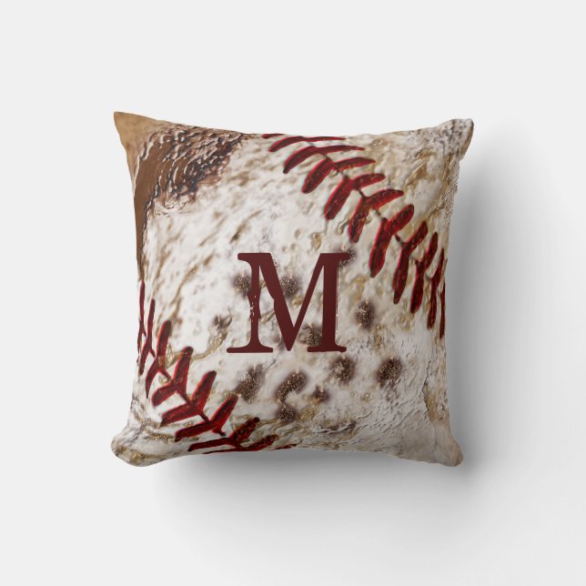 Monogrammed Grunge smutsar ner baseball kudder Kudde (Framsida)