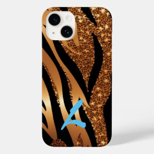 Monogrammed Guld Agate Tiger Leopard Glitter