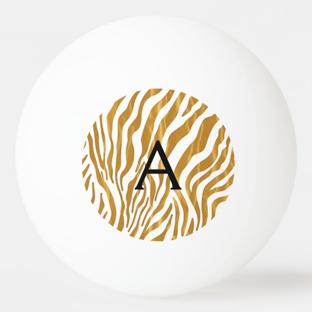 Monogrammed Guld Leopard Mönster Personlig Pingisboll (Framsidan)
