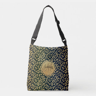 Monogrammed Guld Leopard-skin Spots Axelväska