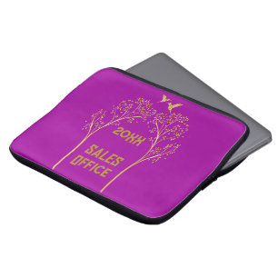 Monogrammed Guld Träd med fåglar på Lilan Laptop Fodral