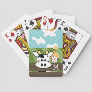 Monogrammed gullig ko spel kort