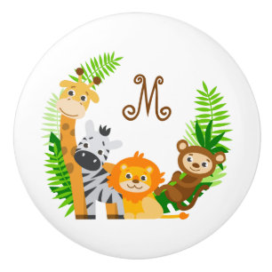Monogrammed gulliga djura vänner knopp