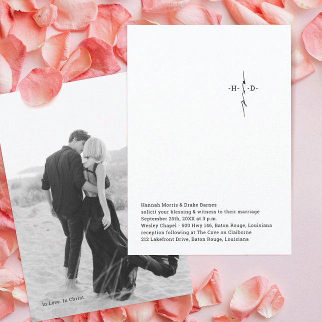 Monogrammed Hand Lettered Chic Kor Bröllop Inbjudningar (Skapare uppladdad)