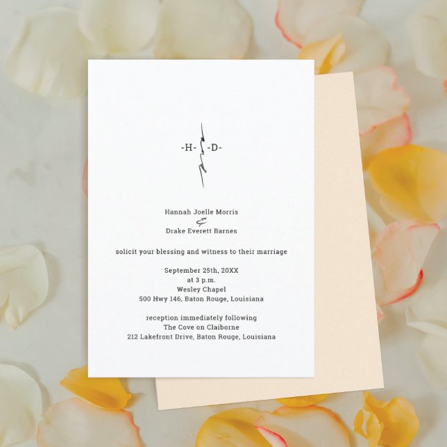 Monogrammed Hand Lettered Christian Kor Bröllop Inbjudningar (Skapare uppladdad)