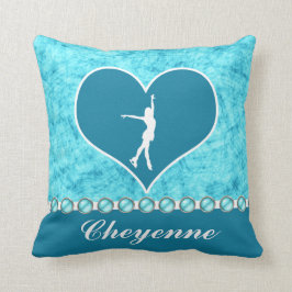 Monogrammed härlig turkoskonståkare kudde