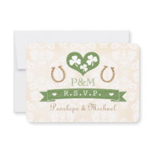 Monogrammed Horseshoe Shamrock Responcard OSA