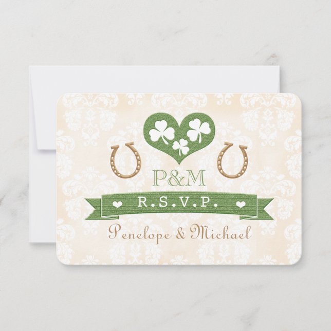Monogrammed Horseshoe Shamrock Responcard OSA (Framsida)