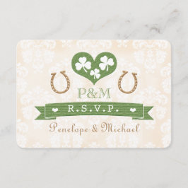 Monogrammed Horseshoe Shamrock Responcard OSA Kort